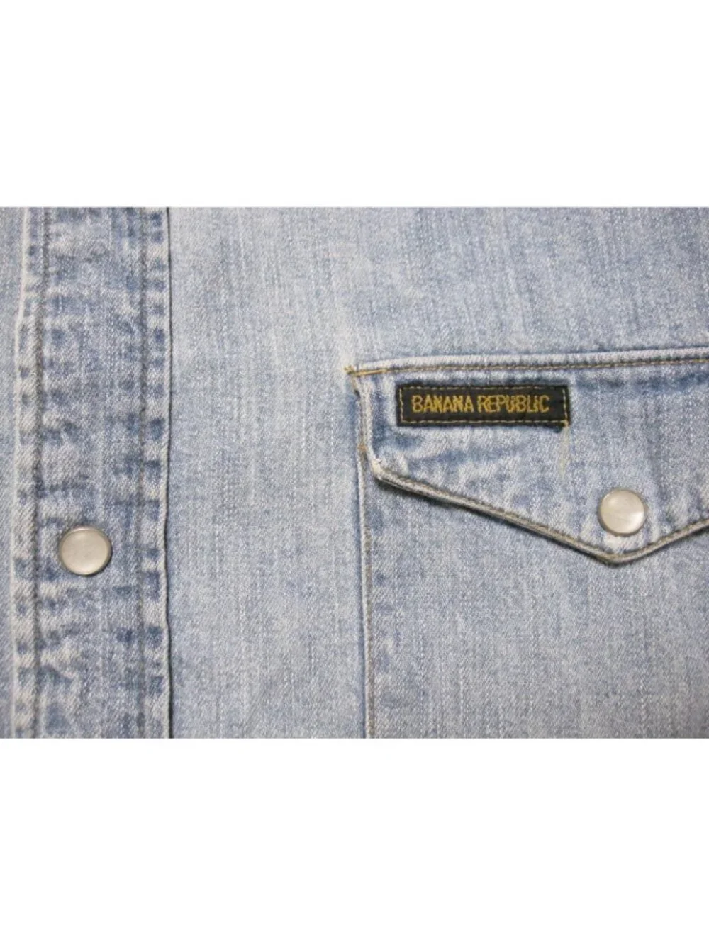 VTG 90s Banana Republic Denim Western Pearl Snap Shirt XL (Made in Hong Kong)